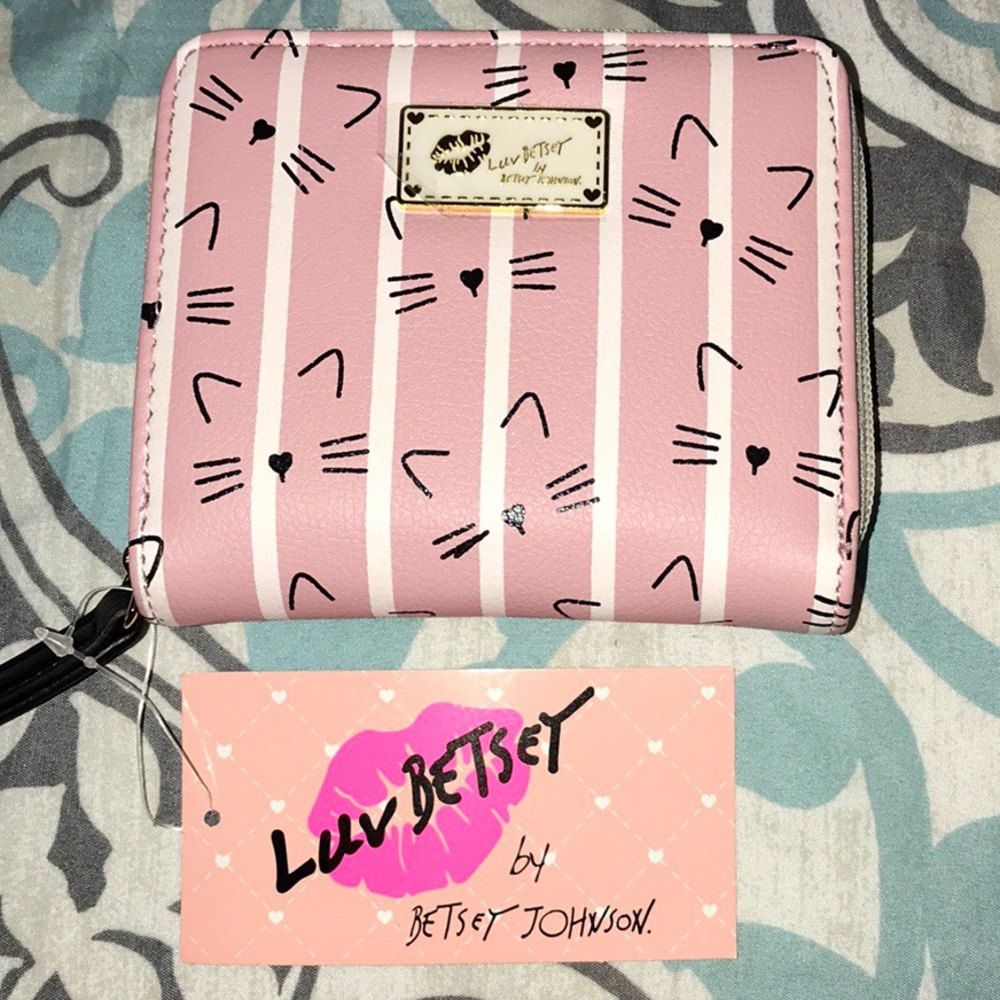 Betsey Johnson Pink Stripe Cat Wallet - NWT! 💗
